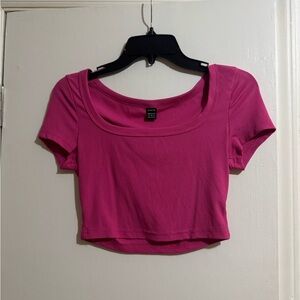 SHEIN Fuchsia Ribbed Crop Top
